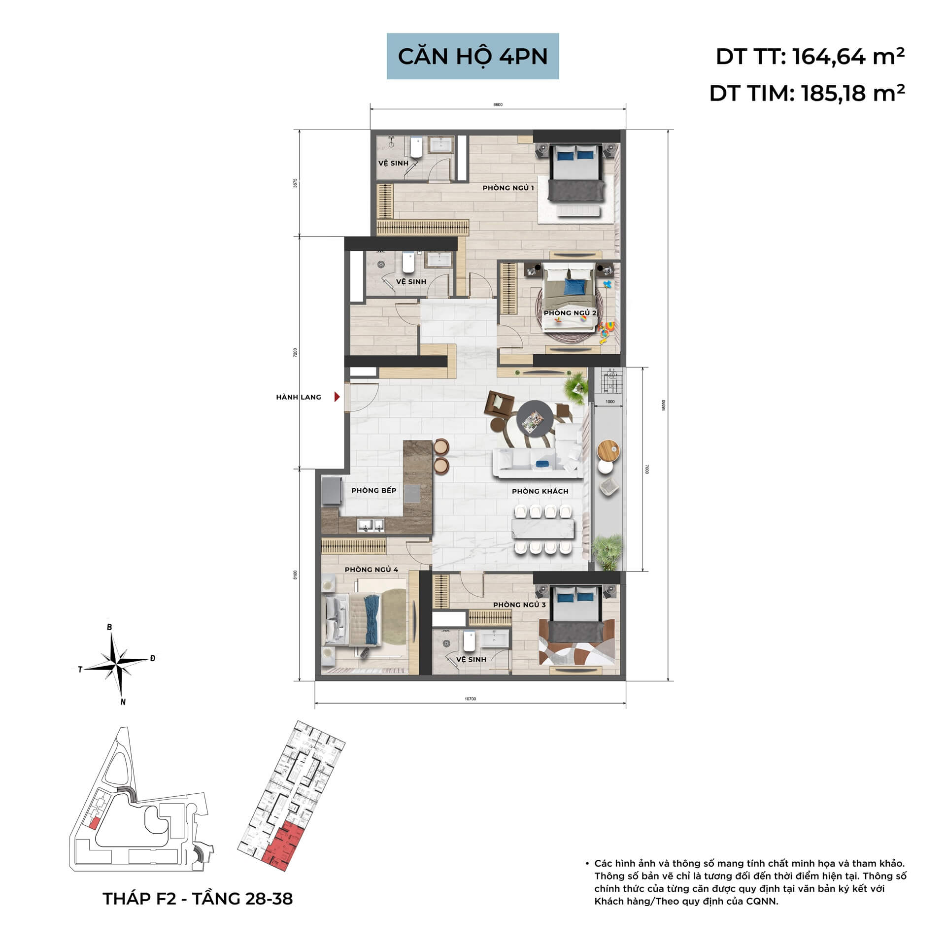 thiết kế căn hộ 4 phòng ngủ dự án Legacy89 Hưng Yên