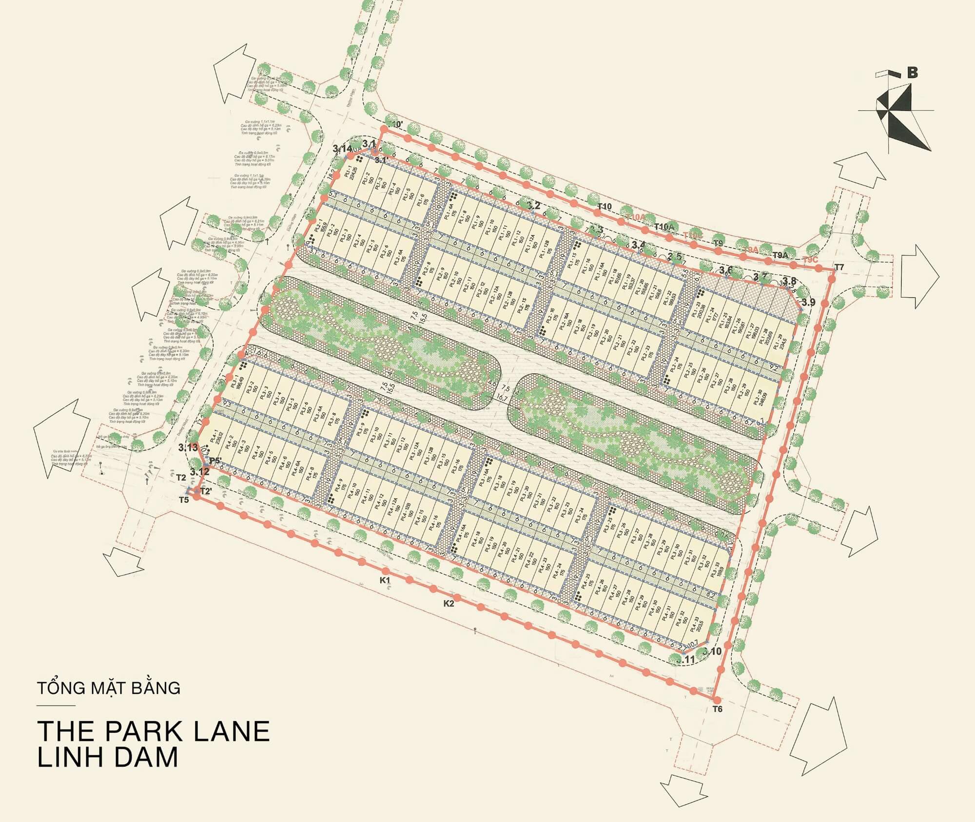 mặt bằng dự án the park lane linh đàm